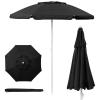 PICNIC TIME 5.5 Ft Portable Beach Umbrella, Lightweight UV Protection Sunshade with Tilt Pole & Carry Bag, Outdoor Canopy Umbrella for Beach, Sand, Pool, Patio, Camping, Travel, or Backyard Shade, (Blue Pinstripe Pattern)(Black)