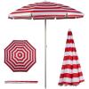 PICNIC TIME 5.5 Ft Portable Beach Umbrella, Lightweight UV Protection Sunshade with Tilt Pole & Carry Bag, Outdoor Canopy Umbrella for Beach, Sand, Pool, Patio, Camping, Travel, or Backyard Shade, (Blue Pinstripe Pattern)(Red Cabana Stripe)