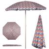 PICNIC TIME 5.5 Ft Portable Beach Umbrella, Lightweight UV Protection Sunshade with Tilt Pole & Carry Bag, Outdoor Canopy Umbrella for Beach, Sand, Pool, Patio, Camping, Travel, or Backyard Shade, (Blue Pinstripe Pattern)(Vibe Collection – Navy Blue  Orange  & Gray Pattern)