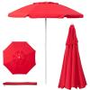PICNIC TIME 5.5 Ft Portable Beach Umbrella, Lightweight UV Protection Sunshade with Tilt Pole & Carry Bag, Outdoor Canopy Umbrella for Beach, Sand, Pool, Patio, Camping, Travel, or Backyard Shade, (Blue Pinstripe Pattern)(Red)