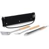 PICNIC TIME BBQ Roll Up 3 Piece Set, Outdoor BBQ Accessories with Black Canvas and Beechwood Tools, Grilling Accessories for Barbecue, BBQ Tools & Grill Set with Durable Canvas Tote and Strap, (Black)(Black)