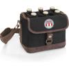 PICNIC TIME Cooler Tote with Opener, 6-Pack Cooler, Gifts for Beer Lovers(Coca-Cola – Black with Brown Accents)
