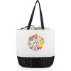 PICNIC TIME Coronado Canvas and Willow Basket Tote, Picnic Tote Bag, Beach Tote(Disney 100 – White Canvas With Black Accents)