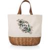 PICNIC TIME Coronado Canvas and Willow Basket Tote, Picnic Tote Bag, Beach Tote(Disney Nightmare Before Christmas Jack & Sally – Beige Canvas)
