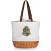 PICNIC TIME Coronado Canvas and Willow Basket Tote, Picnic Tote Bag, Beach Tote(Harry Potter Slytherin – Beige Canvas)