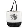 PICNIC TIME Coronado Canvas and Willow Basket Tote, Picnic Tote Bag, Beach Tote((White Canvas With Black Accents))