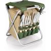 PICNIC TIME Disney Mickey Mouse Gardener 5 Piece Gardening Tools Set with Garden Stool, Gardening Gifts, Garden Tool Set, (Olive Green with Beige Accents)(Disney Minnie Mouse – Olive Green with Beige Accents)