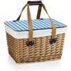PICNIC TIME Disney Pixar Ratatouille Canasta Wicker Picnic Basket with Lid, Small Picnic Basket for 2, (Beige Canvas with Blue Gingham Lid)