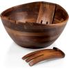 PICNIC TIME Fabio Viviani Mescolare Large Salad Bowl with Integrated Serving and Tossing Tools, (Acacia Wood)