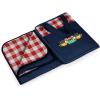 PICNIC TIME Friends Central Perk Vista Outdoor Picnic Blanket & Tote, Beach Blanket, Camping Blanket, (Red & White Gingham Pattern with Navy Blue Exterior)