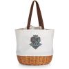 PICNIC TIME Harry Potter Ravenclaw Coronado Canvas and Willow Basket Tote, Picnic Tote Bag, Beach Tote, (Beige Canvas)