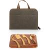 PICNIC TIME Monterey Travel Cheese Knife Set, Distressed Waxed Canvas Bag with Cheese Knives and Cutting Board, Portable Travel Utensils Case, Camping Cutlery with Waxed Canvas Case (Khaki Green)