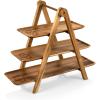 PICNIC TIME NCAA 3 Tiered Serving Tray, Charcuterie Boards, Wood Serving Platters, (Acacia Wood)(Colorado Buffaloes)