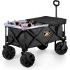 PICNIC TIME NCAA Adventure Wagon Elite All-Terrain Folding Beach Wagon with Big Wheels Plus Table Top Lid & Soft Cooler Liner, (Dark Gray)(Army Black Knights)