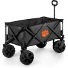 PICNIC TIME NCAA Adventure Wagon Elite All-Terrain Folding Beach Wagon with Big Wheels Plus Table Top Lid & Soft Cooler Liner, (Dark Gray)(Clemson Tigers)