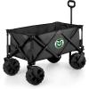 PICNIC TIME NCAA Adventure Wagon Elite All-Terrain Folding Beach Wagon with Big Wheels Plus Table Top Lid & Soft Cooler Liner, (Dark Gray)(Colorado State Rams)