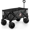 PICNIC TIME NCAA Adventure Wagon Elite All-Terrain Folding Beach Wagon with Big Wheels Plus Table Top Lid & Soft Cooler Liner, (Dark Gray)(Florida State Seminoles)
