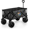 PICNIC TIME NCAA Adventure Wagon Elite All-Terrain Folding Beach Wagon with Big Wheels Plus Table Top Lid & Soft Cooler Liner, (Dark Gray)(Kansas Jayhawks)