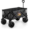 PICNIC TIME NCAA Adventure Wagon Elite All-Terrain Folding Beach Wagon with Big Wheels Plus Table Top Lid & Soft Cooler Liner, (Dark Gray)(LSU Tigers)