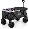 PICNIC TIME NCAA Adventure Wagon Elite All-Terrain Folding Beach Wagon with Big Wheels Plus Table Top Lid & Soft Cooler Liner, (Dark Gray)(Mississippi State Bulldogs)