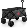 PICNIC TIME NCAA Adventure Wagon Elite All-Terrain Folding Beach Wagon with Big Wheels Plus Table Top Lid & Soft Cooler Liner, (Dark Gray)(Oklahoma Sooners)