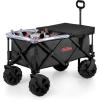 PICNIC TIME NCAA Adventure Wagon Elite All-Terrain Folding Beach Wagon with Big Wheels Plus Table Top Lid & Soft Cooler Liner, (Dark Gray)(Ole Miss Rebels)