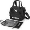 PICNIC TIME NCAA Oklahoma Sooners Tarana Lunch Bag Cooler with Utensils Made from Recycled Material, Lunch Box with Picnic Set, Upcycled Lunch Cooler Bag, (Carbon Black)(West Virginia Mountaineers)
