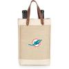 PICNIC TIME NFL Pinot – Jute 2 Bottle Insulated Wine Bag – Wine Tote Bag – Wine Gift Bag, (Beige)(Miami Dolphins)