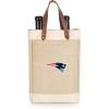 PICNIC TIME NFL Pinot – Jute 2 Bottle Insulated Wine Bag – Wine Tote Bag – Wine Gift Bag, (Beige)(New England Patriots)