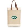 PICNIC TIME NFL Pinot – Jute 2 Bottle Insulated Wine Bag – Wine Tote Bag – Wine Gift Bag, (Beige)(New York Jets)