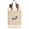 PICNIC TIME NFL Pinot – Jute 2 Bottle Insulated Wine Bag – Wine Tote Bag – Wine Gift Bag, (Beige)(Philadelphia Eagles)