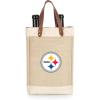 PICNIC TIME NFL Pinot – Jute 2 Bottle Insulated Wine Bag – Wine Tote Bag – Wine Gift Bag, (Beige)(Pittsburgh Steelers)