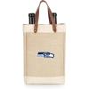 PICNIC TIME NFL Pinot – Jute 2 Bottle Insulated Wine Bag – Wine Tote Bag – Wine Gift Bag, (Beige)(Seattle Seahawks)