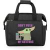 PICNIC TIME Star Wars Mandalorian Grogu On The Go Lunch Bag, Soft Cooler Lunch Box, Insulated Lunch Bag, (Heathered Gray) 10 x 6 x 10.5(Star Wars Mandalorian Grogu Buttons – Black)