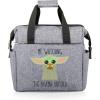 PICNIC TIME Star Wars Mandalorian Grogu On The Go Lunch Bag, Soft Cooler Lunch Box, Insulated Lunch Bag, (Heathered Gray) 10 x 6 x 10.5(Star Wars Mandalorian Grogu Drama – Heathered Gray)