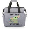 PICNIC TIME Star Wars Mandalorian Grogu On The Go Lunch Bag, Soft Cooler Lunch Box, Insulated Lunch Bag, (Heathered Gray) 10 x 6 x 10.5(Star Wars Mandalorian Grogu Buttons – Heathered Gray)