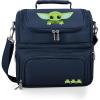 PICNIC TIME Star Wars Mandalorian Grogu Pranzo Lunch Bag, Insulated Lunch Box with Utensil Set, Lunch Cooler Bag, (Black)(Star Wars Mandalorian Grogu – Navy Blue)