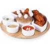 PICNIC TIME Symphony Appetizer Serving Tray Set, Party Platter Set, Appetizer Plate, (Bamboo & White Ceramic)