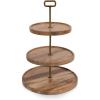 PICNIC TIME Tapas 3-Tiered Serving Tray, Caribbean Walnut Cupcake Stand, Wooden Cheese Board, (Mango Wood)
