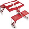 Picnic TIME Coca-Cola Folding Picnic Table with Seats, Collapsible Aluminum Table and Bench Set with Umbrella Hole, Lightweight Portable Table for Camping, Travel, Tailgating, Backyard (Red)(Coca-cola Bottle – Red)