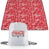 Picnic TIME Coca-Cola Impresa Picnic Blanket, Lightweight Beach Blanket, Machine Washable, (Red and Blue)(Coca-cola 5 Cent in Bottle – Red)