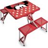 Picnic TIME Disney Picnic Table with Seats, Collapsible Aluminum Table and Bench Set with Umbrella Hole, Lightweight Portable Table for Camping, Travel, Tailgating, Backyard(Disney Minnie Mouse – Red)