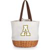 Picnic TIME NCAA Coronado Canvas and Willow Basket Tote, Picnic Tote Bag, Beach Tote, (Beige Canvas)(Appalachian State Mountaineers)