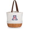 Picnic TIME NCAA Coronado Canvas and Willow Basket Tote, Picnic Tote Bag, Beach Tote, (Beige Canvas)(Arizona Wildcats)