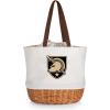 Picnic TIME NCAA Coronado Canvas and Willow Basket Tote, Picnic Tote Bag, Beach Tote, (Beige Canvas)(Army Black Knights)