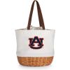 Picnic TIME NCAA Coronado Canvas and Willow Basket Tote, Picnic Tote Bag, Beach Tote, (Beige Canvas)(Auburn Tigers)