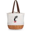 Picnic TIME NCAA Coronado Canvas and Willow Basket Tote, Picnic Tote Bag, Beach Tote, (Beige Canvas)(Cincinnati Bearcats)