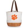 Picnic TIME NCAA Coronado Canvas and Willow Basket Tote, Picnic Tote Bag, Beach Tote, (Beige Canvas)(Clemson Tigers)