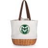 Picnic TIME NCAA Coronado Canvas and Willow Basket Tote, Picnic Tote Bag, Beach Tote, (Beige Canvas)(Colorado State Rams)