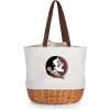 Picnic TIME NCAA Coronado Canvas and Willow Basket Tote, Picnic Tote Bag, Beach Tote, (Beige Canvas)(Florida State Seminoles)